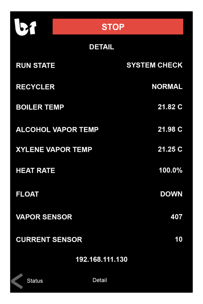 Current Details of the Solvent Recycler